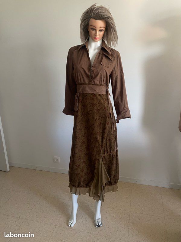 Robe Cop Copine Taille 40 Couleur Grise - Occasion Très Bon état, Parfaite Pour Automne/hiver