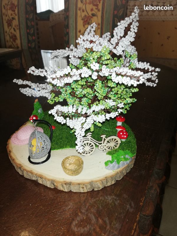 Arbre en perles de rocaille un Lilas Blanc (image 2)