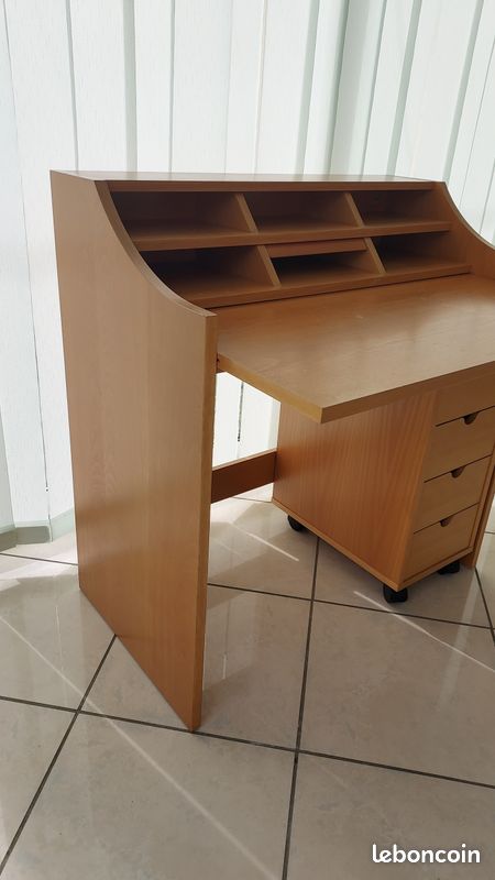 Bureau secrétaire Habitat avec caisson à roulettes (image 3)