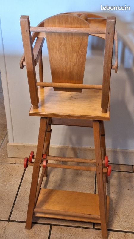 Chaise haute poupée en bois (image 2)