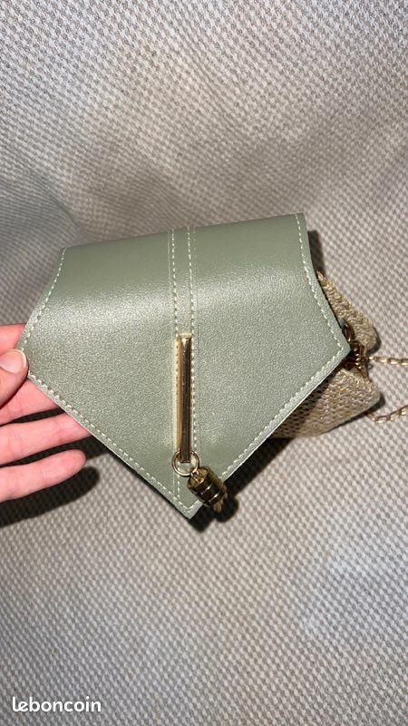 🌞 Sac à main en paille et cuir kaki pour un style bobo chic jamais porté (image 11)