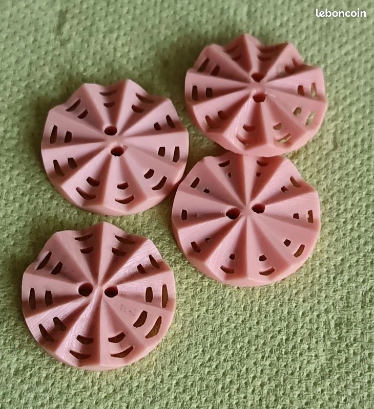 Lot De 12 Boutons Vintage Rose Camaïeu Motif Vague - Diamètre 1,8 Cm - Réf. 2027 - Occasion France