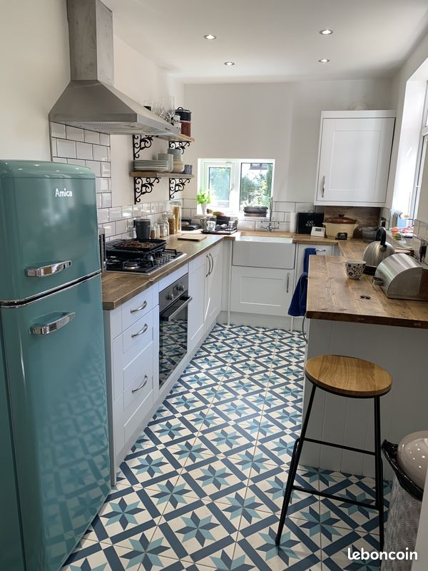 Carrelage effet carreaux de ciment bleu (image 3)