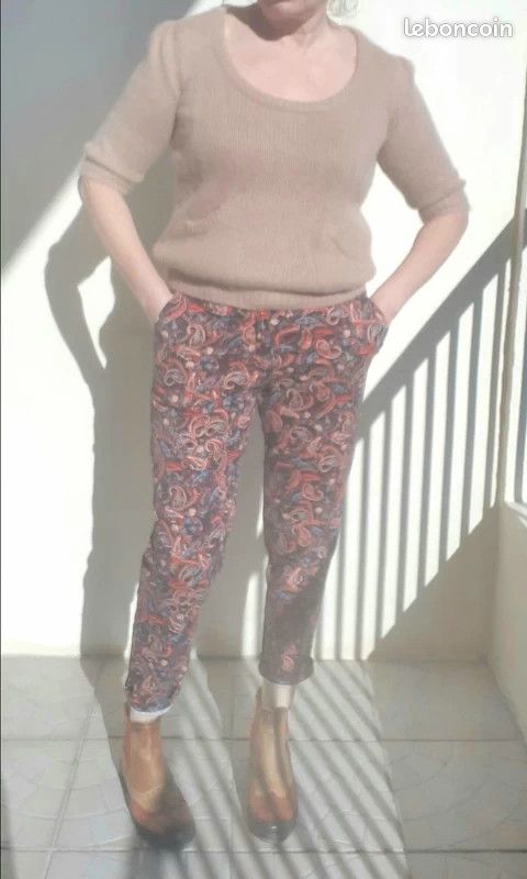 Pull en maille Angora & cachemire & laine couleur beige & rose - Taille M (image 17)