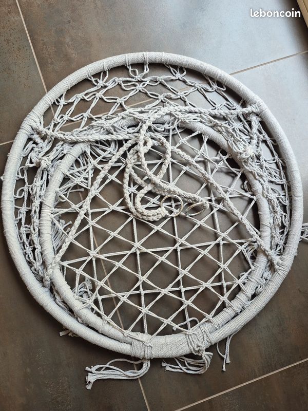 Siège suspendu macramé gris – neuf – style bohème (image 7)