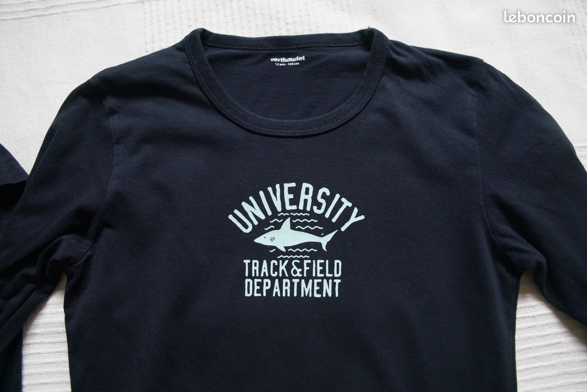 Lot 2 Tee-shirts bleus - Enfant 12 ans - Manches courtes et longues - VERTBAUDET (image 4)