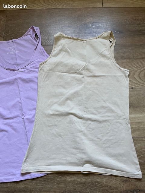 Lot 2 Débardeurs mauve et beige femme Primark S (image 2)