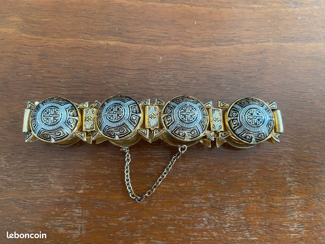Lot De 2 Bracelets Anciens Or De Tolède – Style Vintage, Sans Marque