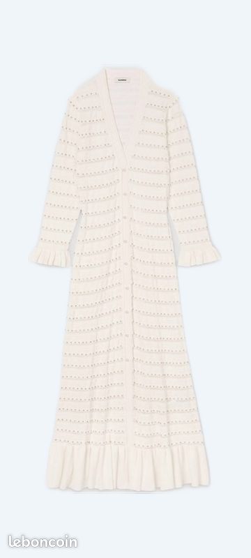 Robe Tunique Sandro T2 Beige Avec Perles - Magnifique - Occasion Très Bon état