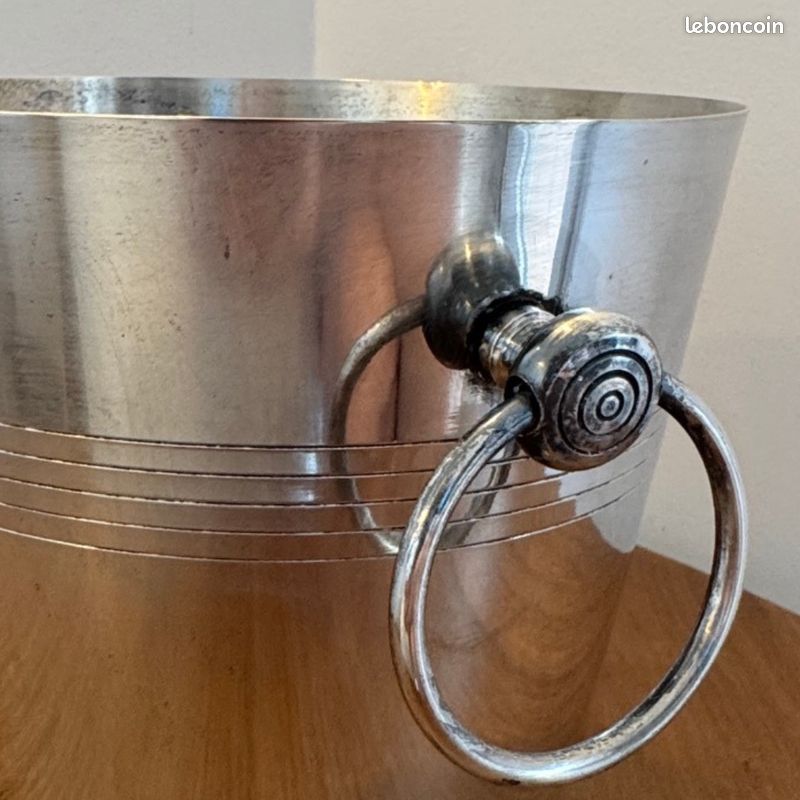 SEAU À CHAMPAGNE lovecloud en verre peint argent vintage années 70 décoration EUR 45,00 - FR