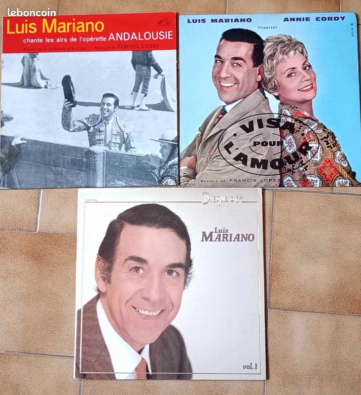3 Disques vinyles 33 tours Luis Mariano (image 1)