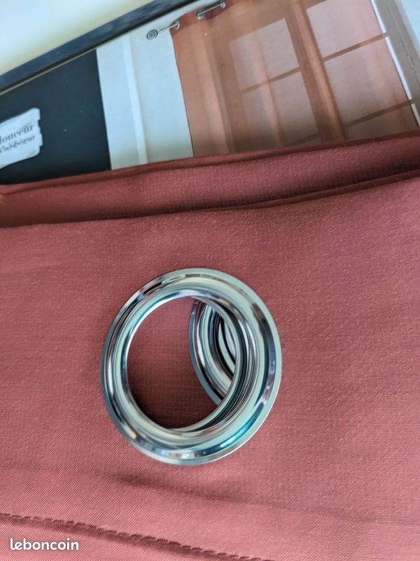 🌸🌹Neuf / Etamina Douceur d'interieur- 1 Beau Grand Rideau Voilage panneau Etamine- A Œillets- L 140cm x H 240cm -Uni terracotta (image 6)