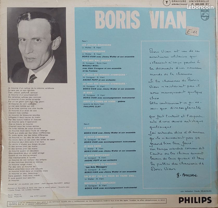 Disque vinyle Boris Vian (image 2)