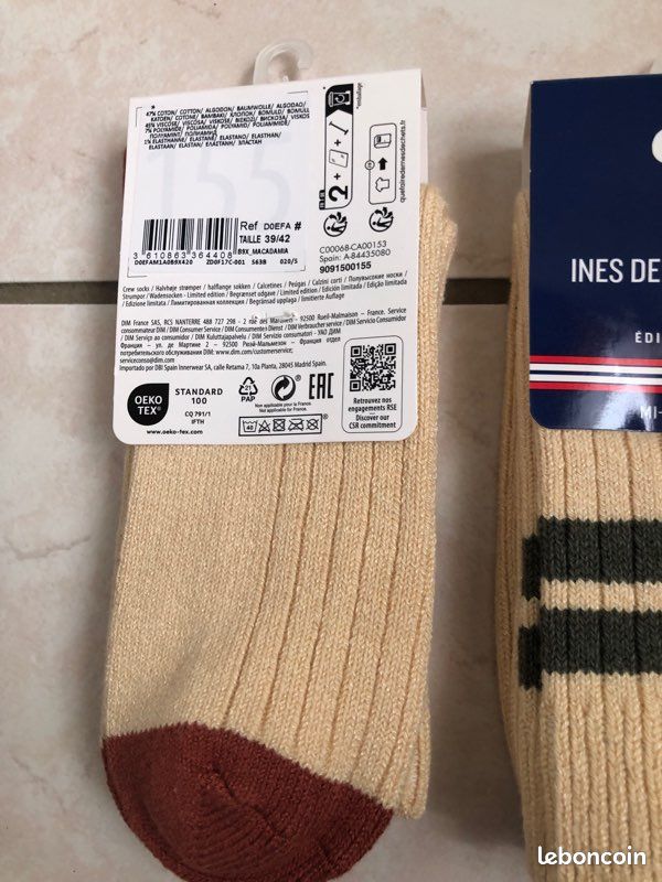 Lot De 2 Chaussettes Jones New York - Rayures Sarcelle Beige - Taille Unique Neuves