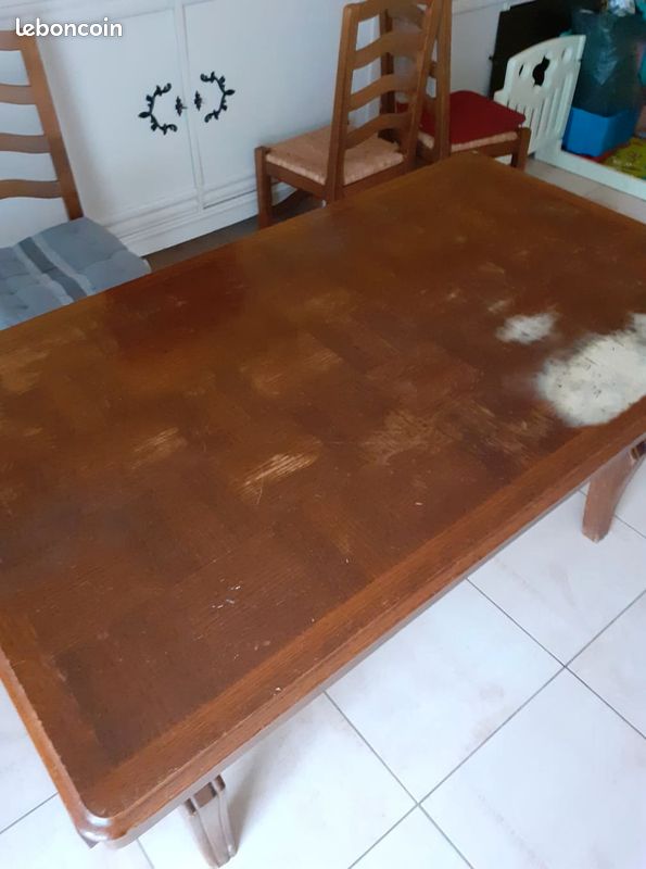 Table ancienne plateau marqueterie (image 3)