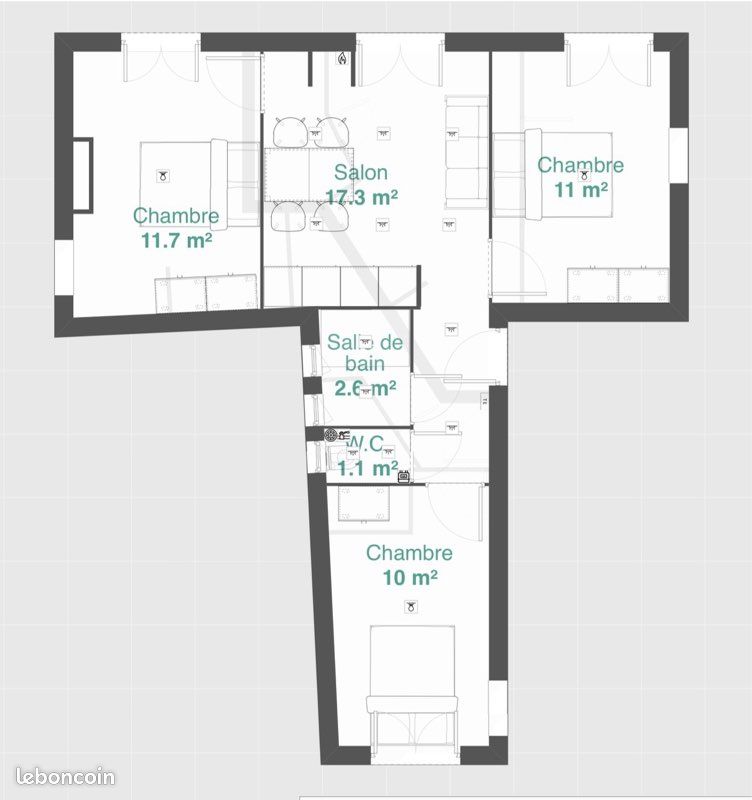 Appartement 4 pièces 55 m² · à Grenoble · 55 m² · 1 090 €