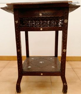 Table gueridon marocain ancien decor nacre (image 1)