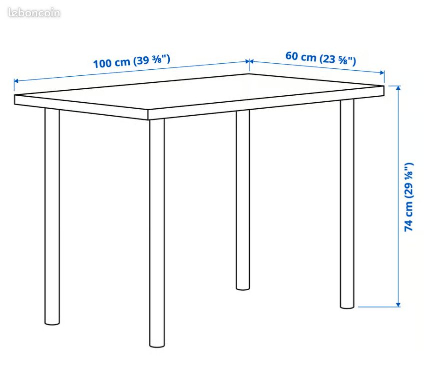 Bureau IKEA LINNMON / ADILS 100x60 cm - peu utilisé - Bordeaux (image 2)