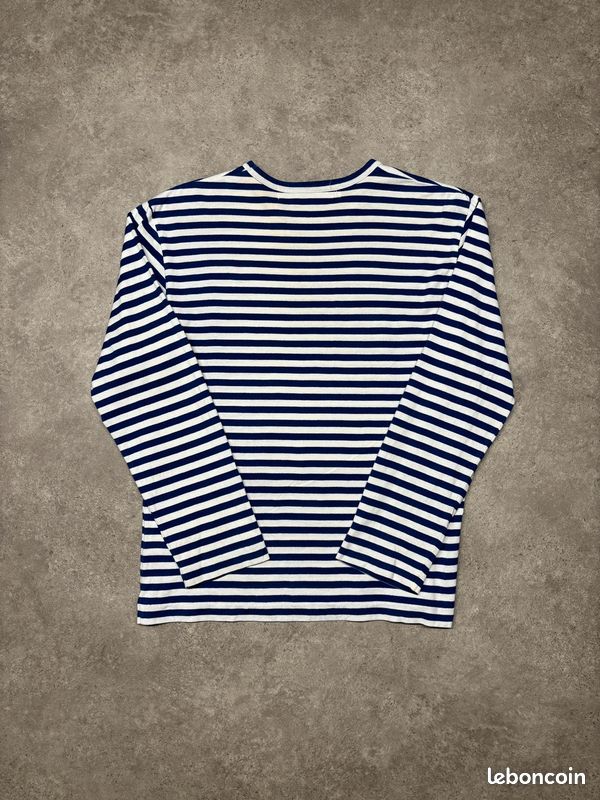 T-shirt manches longues / Longsleeve Comme Des Garçons marine et blanc à rayures | Taille M #SLCM498 (image 4)