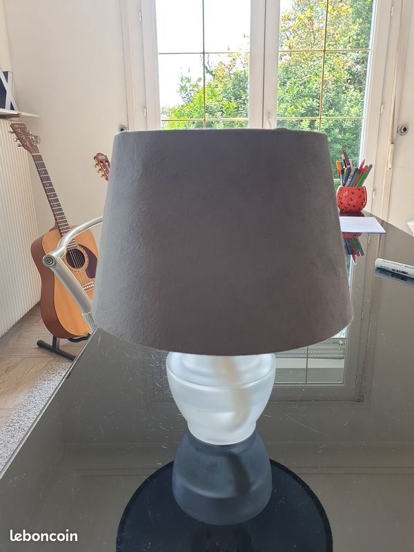 Abat-jour velours gris taupe (image 2)
