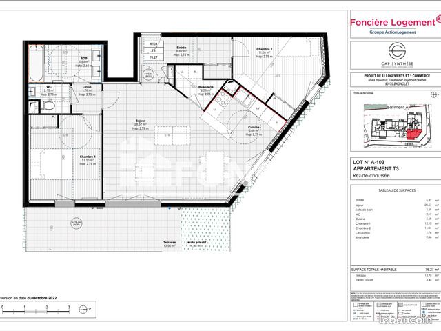 Appartement a louer bagnolet - 3 pièce(s) - 76 m2 - Surfyn
