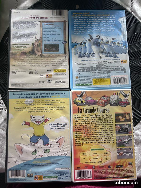DVD Shrek Happy feet stuart Little et Little cars (image 2)