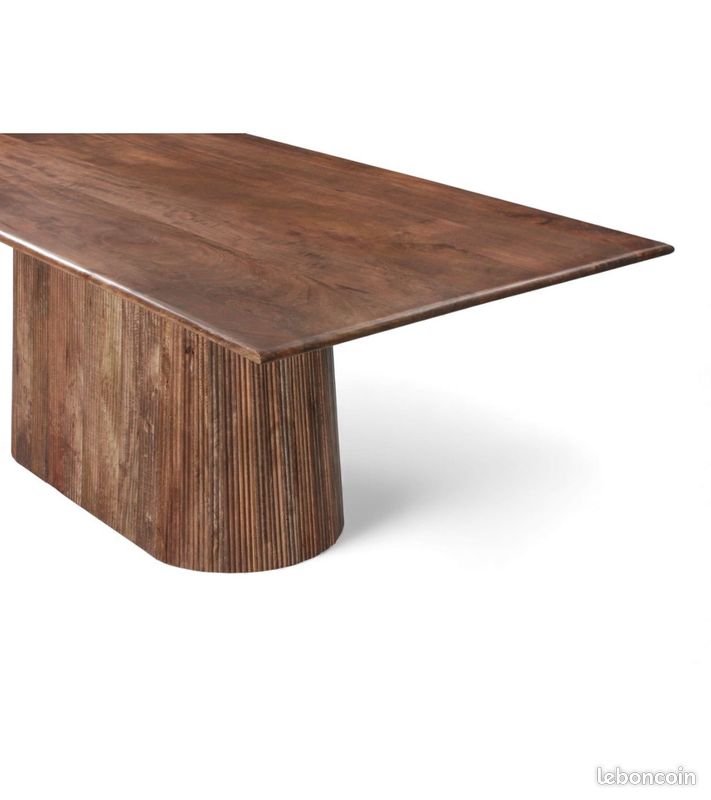 Table à manger 220 cm manguier massif pied central – Chandra (image 3)