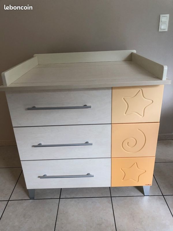 Commode 3 tiroirs avec plan à langer SAUTHON Collection FUN (image 1)