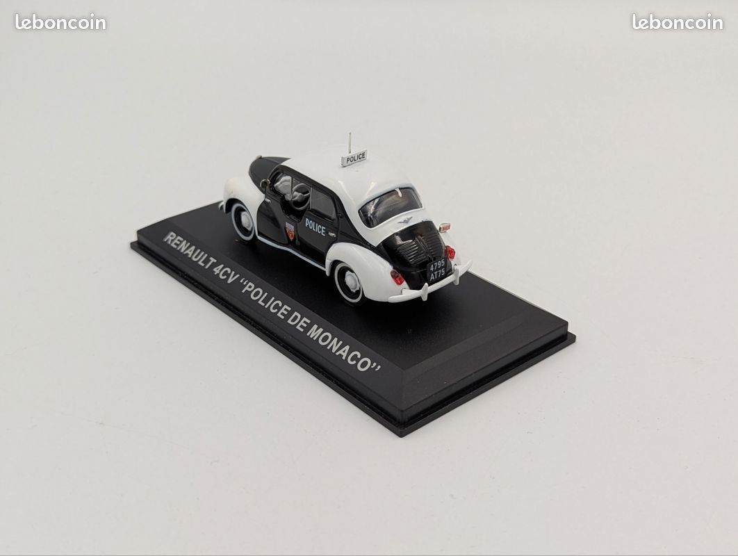Modèle Réduit Renault 4CV Police De Monaco - Échelle 1:43 - Marque Altaya - Neuf - Collection Automobile