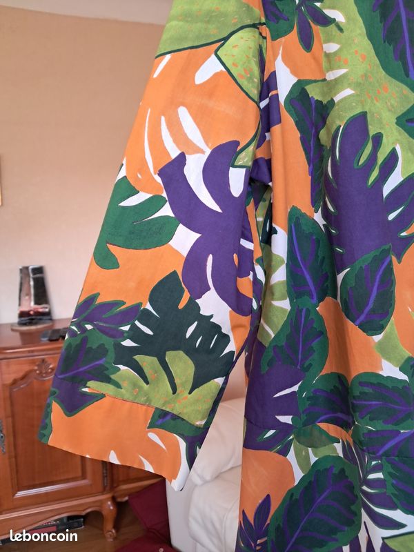 Chemisier Marina Rinaldi Femme Taille 27 - Soie Et Coton - Motif Floral - Vintage