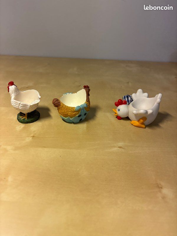 3 Coquetiers En Verre Forme Poule FRANCE