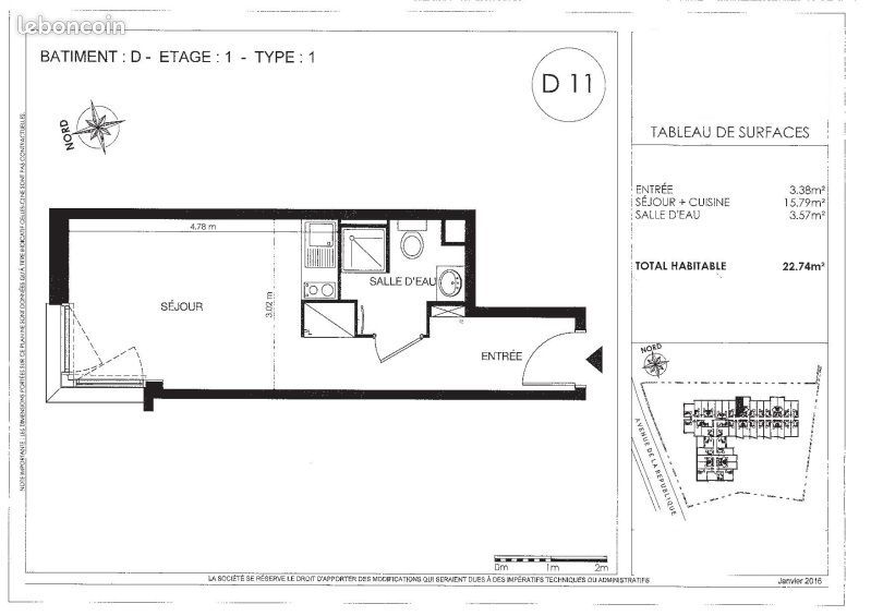 Studio 1 pièce 22 m² - Isle 87170 (image principale 3)