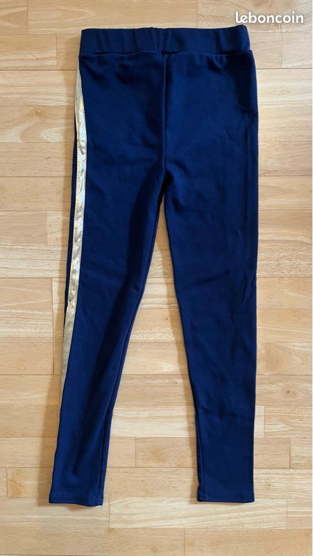 Legging S bleu marine bande dorée élastique doux 86cm (image 4)