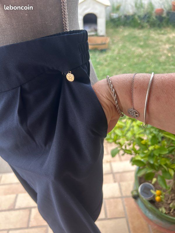 Pantalon Grain De Malice Bleu Marine – Taille 46 – Style Marin – Très Bon état