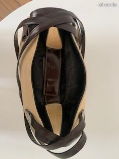 Sac Céline toile beige et cuir marron (image 3)