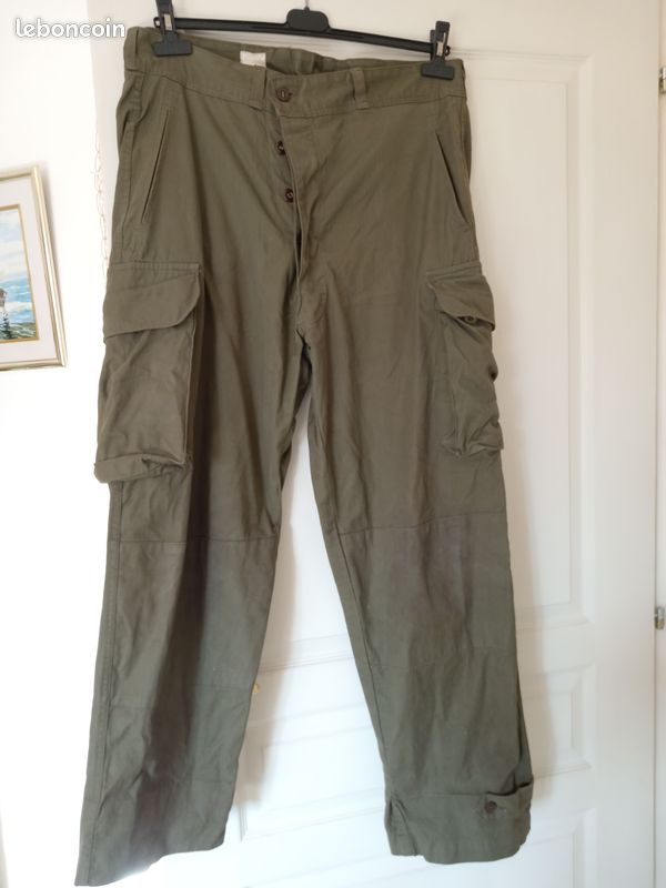 Pantalon Cargo Treillis Armée Française - Taille 36 Long (72X), Vert Kaki, Neuf Sans étiquettes
