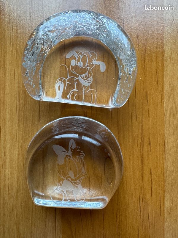 Duo blocs cristal Disney Mickey Pluto gravure authentique collection vintage (image 4)