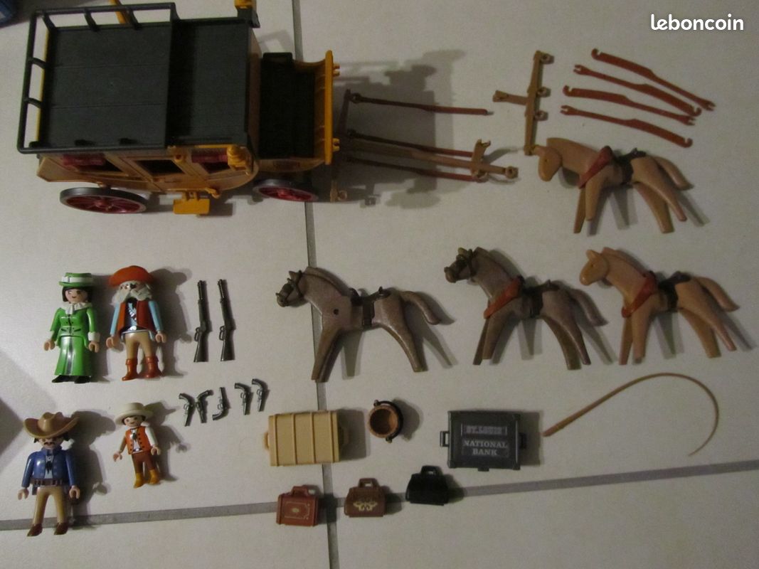 PLAYMOBIL Vintage Western – Diligence Et Voyageurs, Set 3803 De 1993 (boîte)