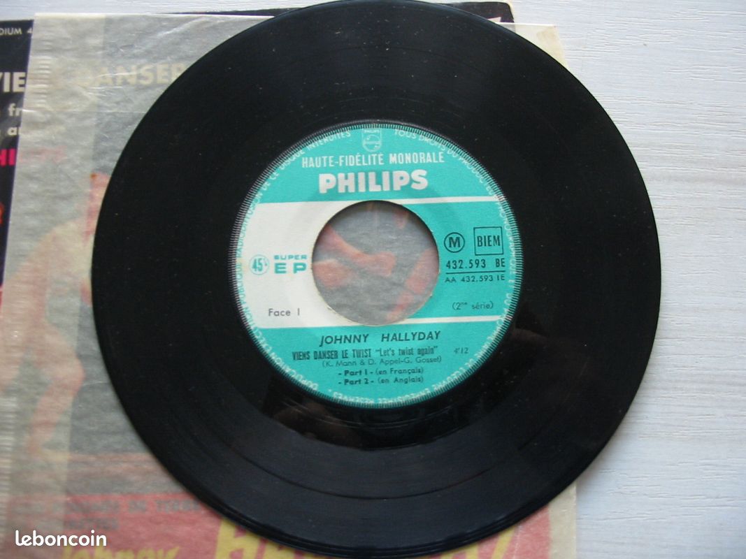 Johnny Hallyday Viens danser le twist Vinyle 45 tours (image 2)