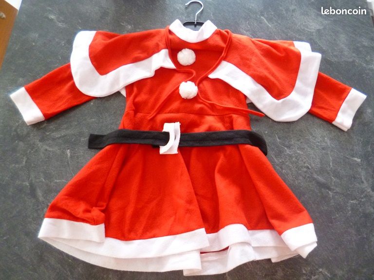Déguisement enfant Noel 18 mois robe/ceinture cape bonnet