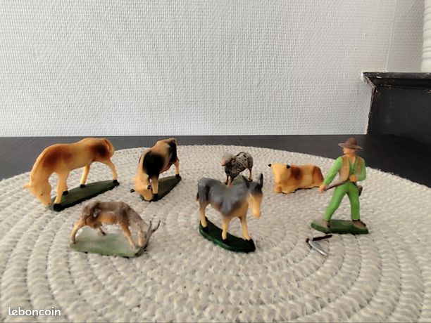 Lot De 16 Figurines Starlux - Animaux De La Ferme Et Berger - Vintage France