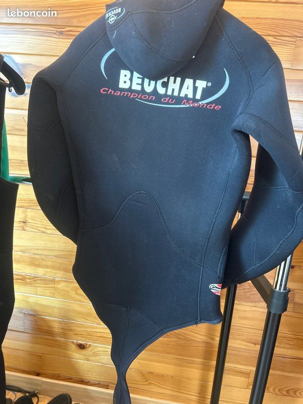 Beuchat combinaison de plongée 2 pièces néoprène noir taille S très bon état (image 2)