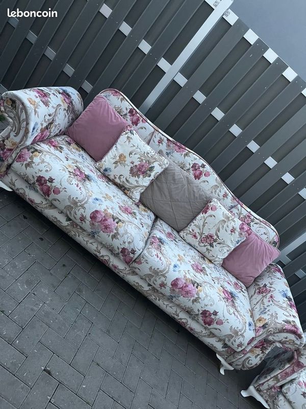 Canapé +fauteuil fleuri (image 1)
