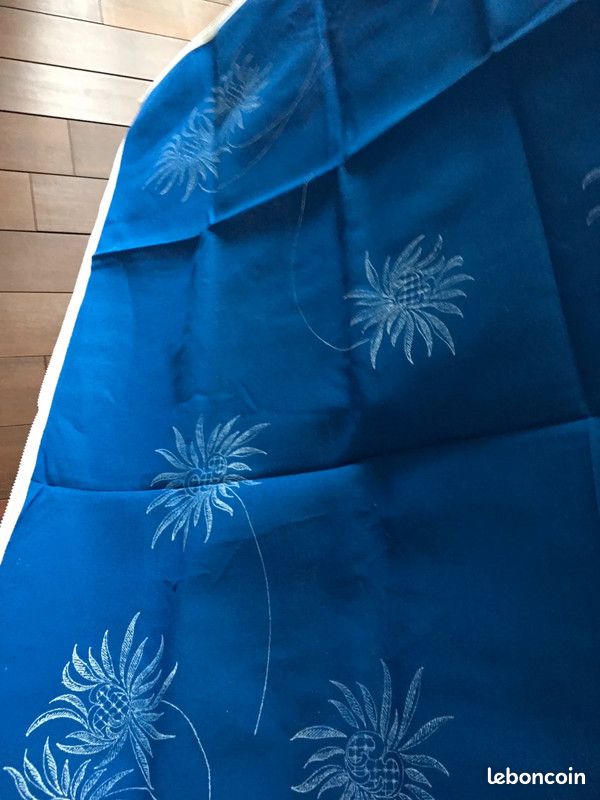 Nappe à broder 140 x 160 cm Coton bleu (image 3)