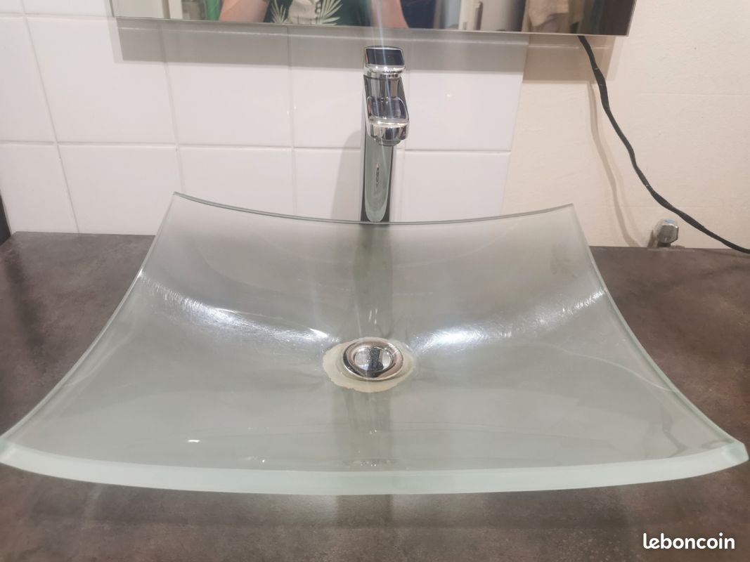 Vasque en verre sablé 40x50 (image 4)