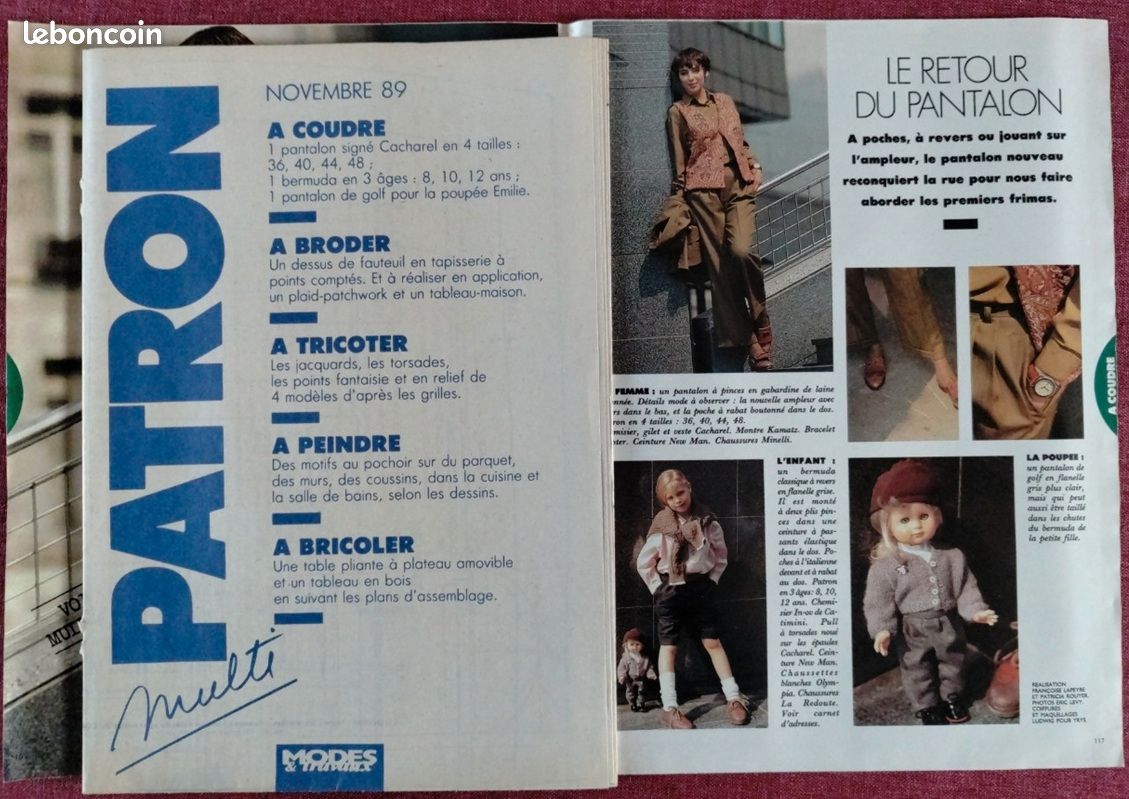 Patron De Couture Modes Et Travaux Femme/fille/poupée Emilie - Janvier 1990