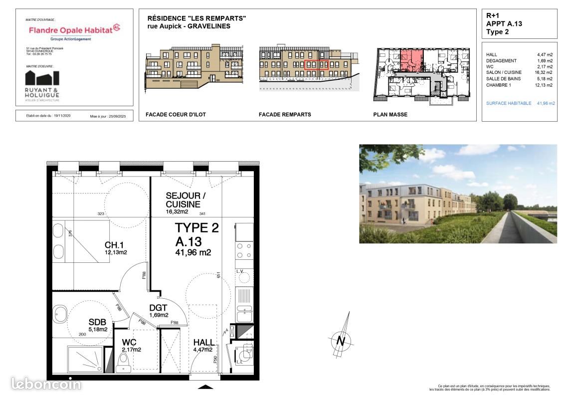 Appartement 2 pièces 42 m² · à Gravelines · 42 m² · 631 €