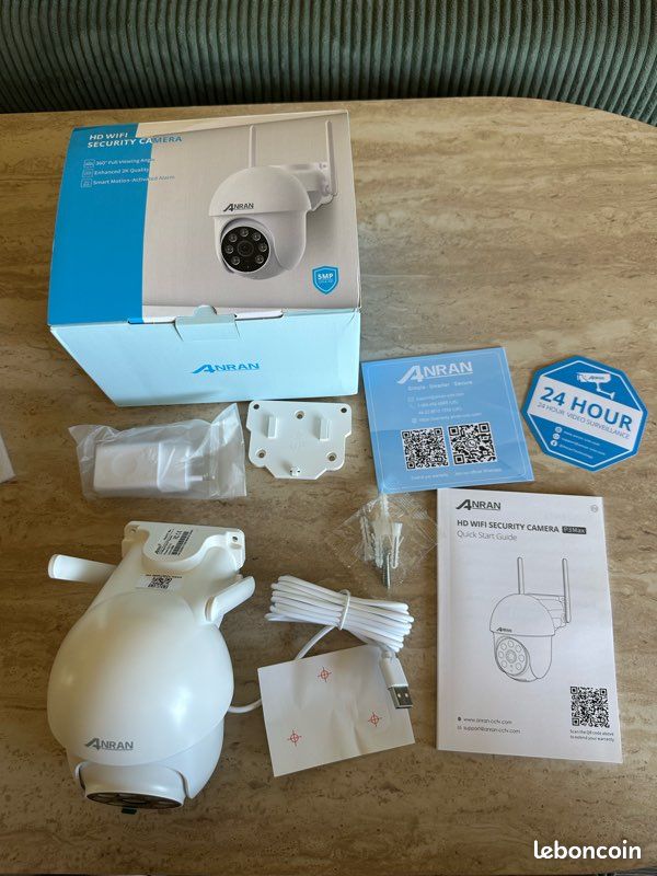 ANRAN 2K Caméra Surveillance WiFi sans Fil avec Batteries, Blanc 360° Pan/Tilt, Détection Mouvement PIR, Couleur Vision Nocturne Alarme Audio, Compatible Alexa (image 2)