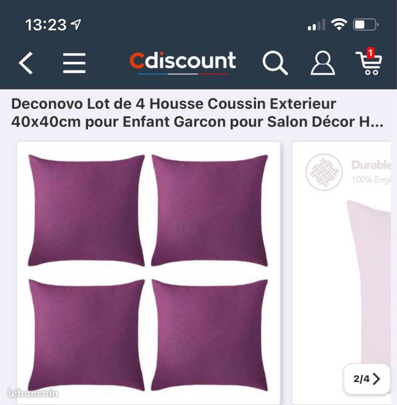 Lot de 4 housses coussin 40x40 (image 1)