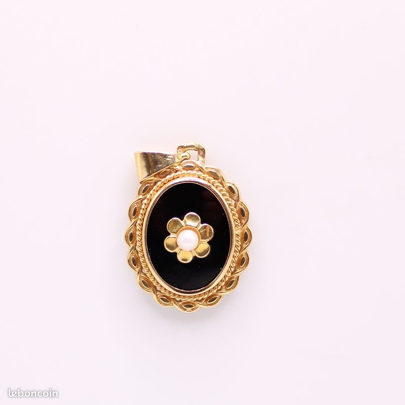 Pendentif ancien Or jaune 18 carats, Onyx et Perle de culture (image 2)
